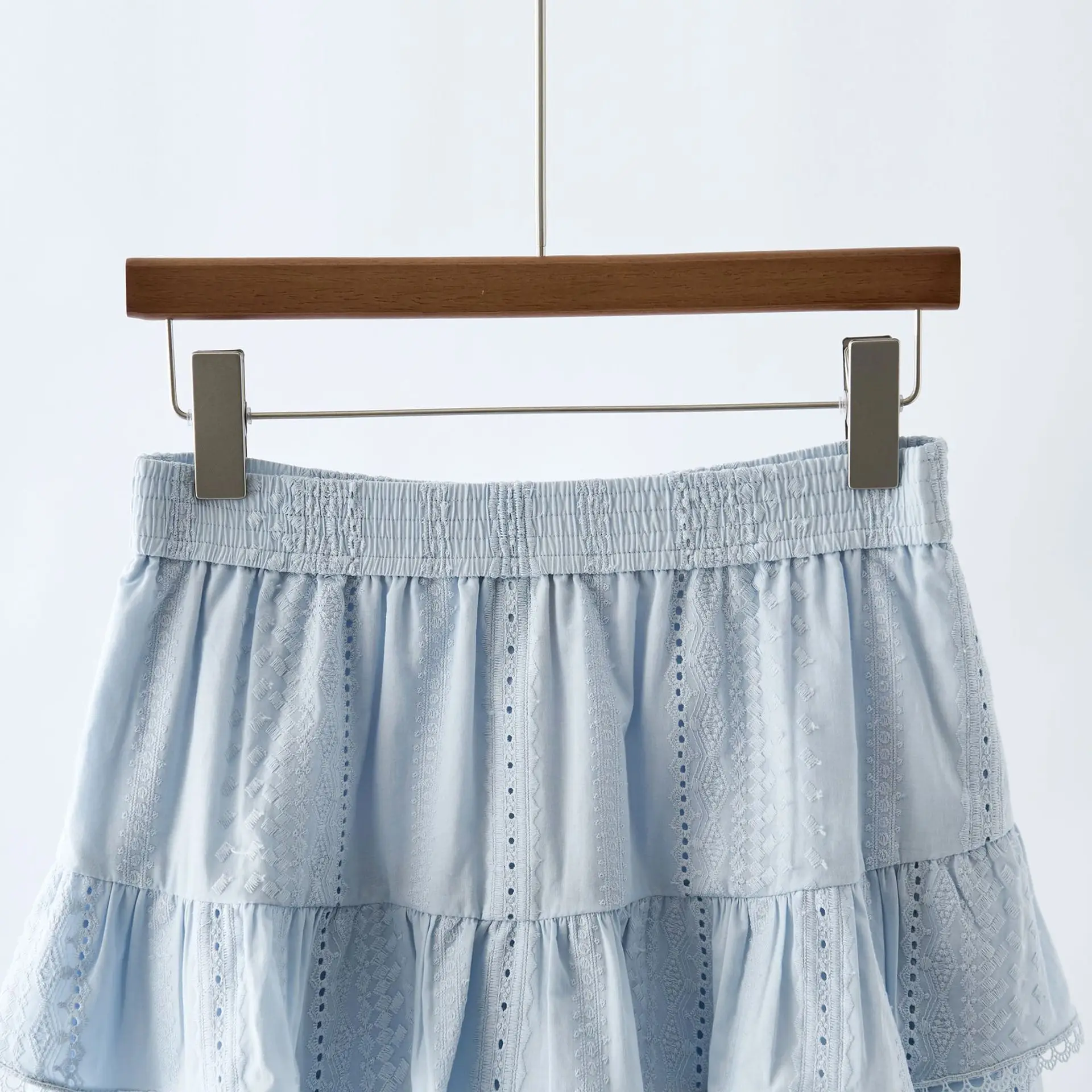 Pure Cotton Embroidered Puffy Half Skirt Short Skirt 16KFB Wood Cabinet New Summer 2025 Cake Style Loose Fit Women's Skirt