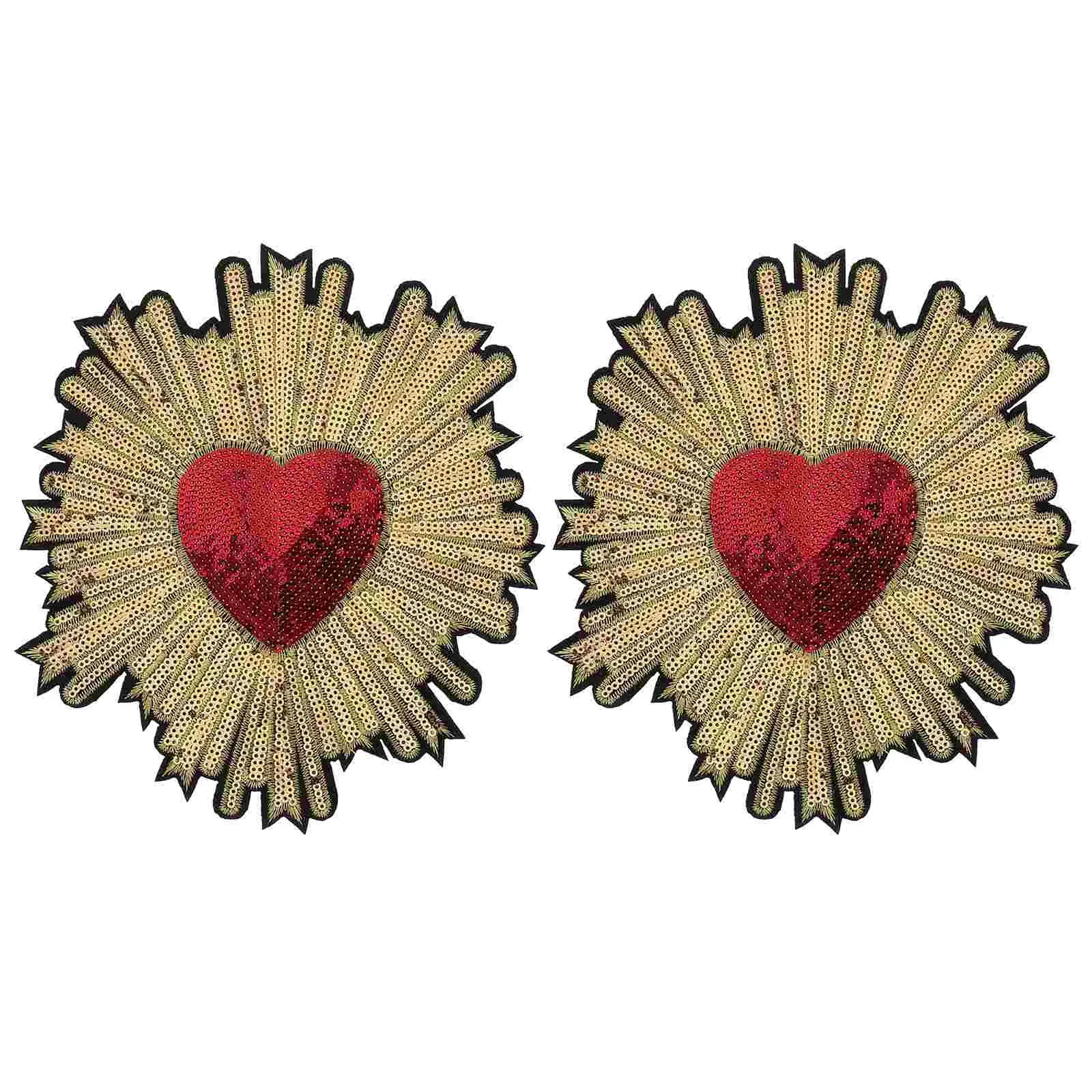 Parche bordado de amor de lentejuelas en forma de corazón, chaqueta de novia, apliques del Día de San Valentín, pegatinas de ropa de tela no tejida, 2 piezas