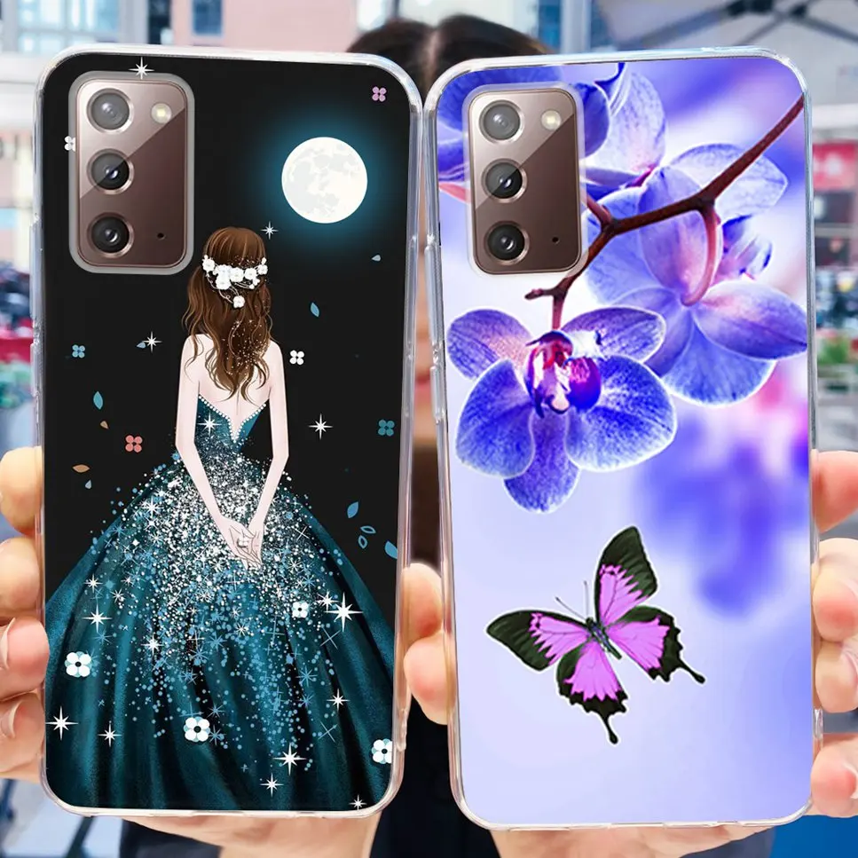 For Samsung Galaxy Note 20 5G Case Luxury Flower LoveTPU Soft Silicone Clear Cover For Samsung NOTE20 Note20 SM-N981B Phone Case