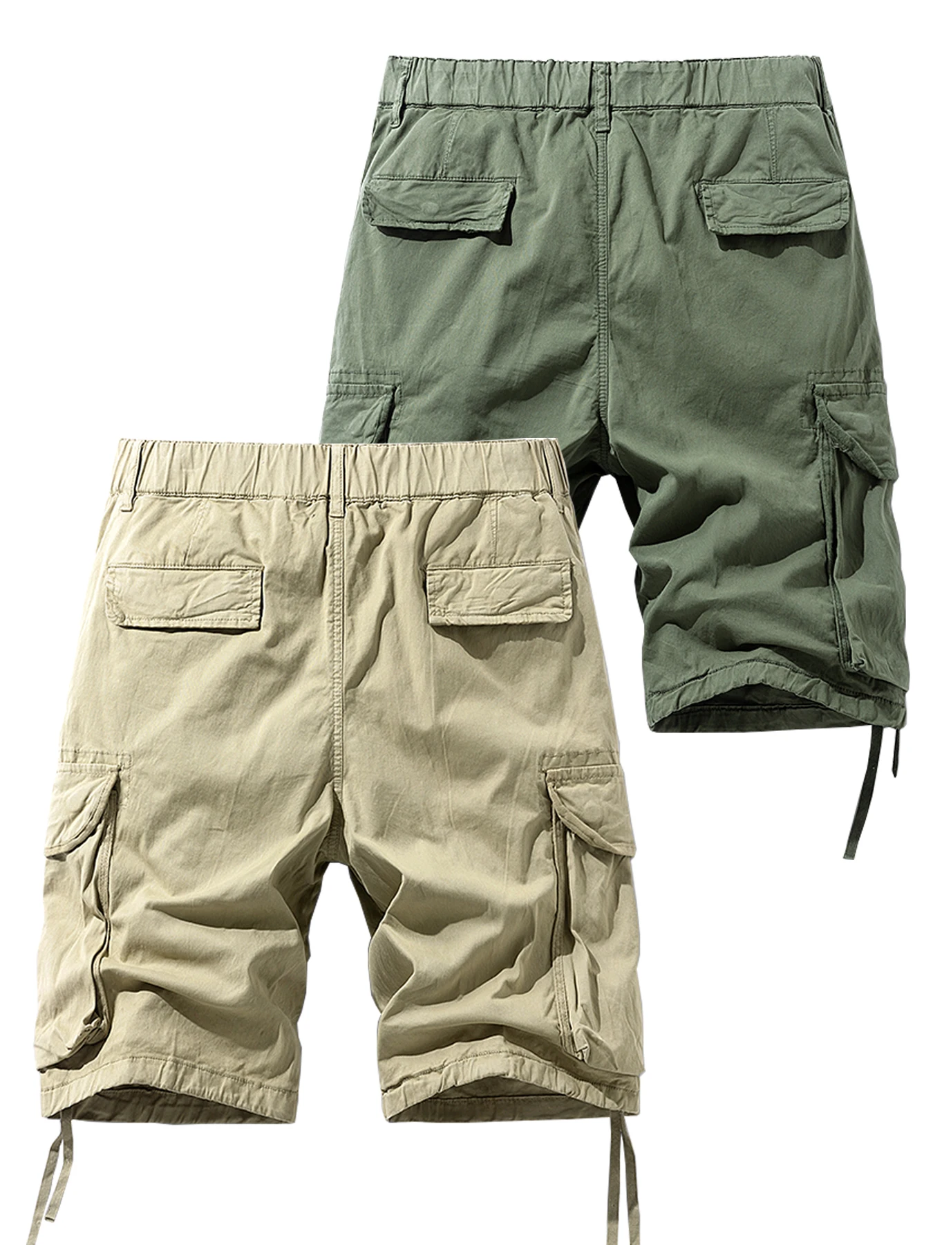 Men Multi-Pocket Drawstring Cargo Shorts Loose Casual Streetwear Outdoor Work Shorts 2 Pack Save More 3218