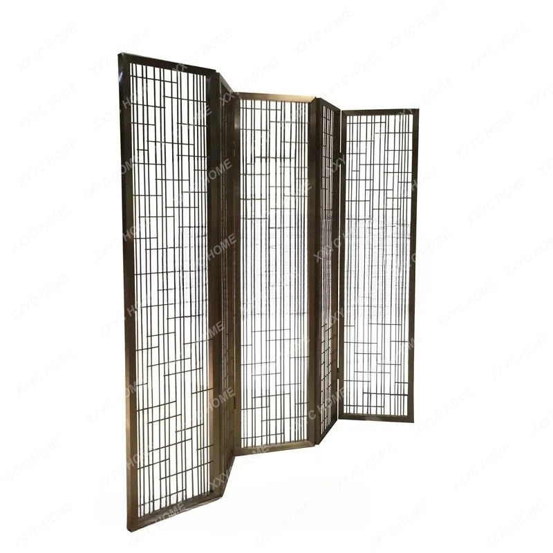 Y Light luxury stainless steel screen designer creative simple modern movable stretch villa club folding screen