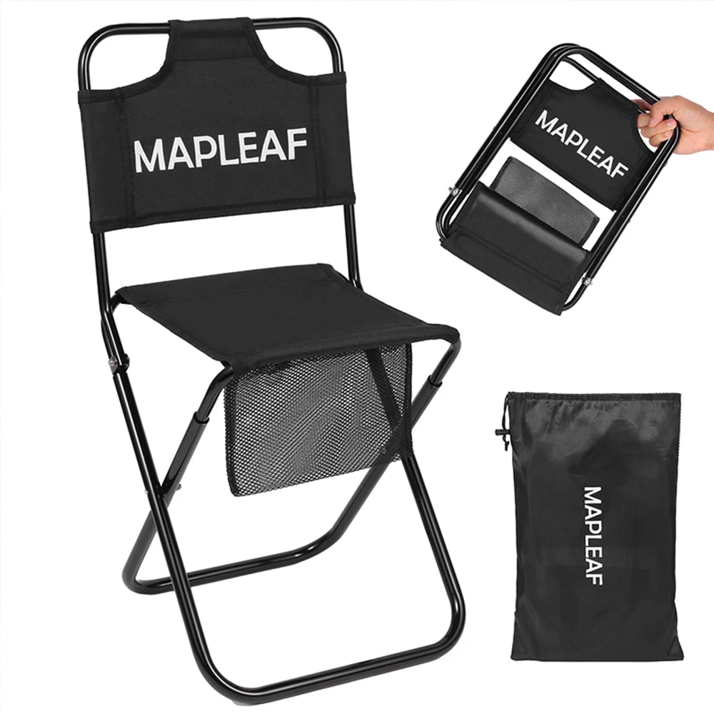 

MAPLEAF Folding Chair, Ultralight Camping Chair with Back and Mesh Pocket,Carry Sack Included,Compact, Lightweight