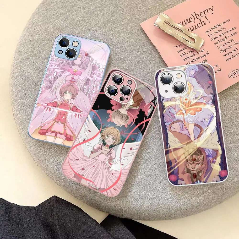 CardCaptor Sakura Anime Phone Case For iPhone 14 13 12 Mini 11 Pro XS Max X XR 14 Plus Tempered Glass Cover