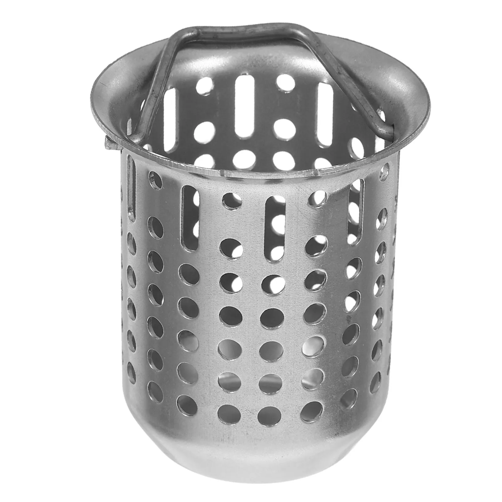 

Silver Stainless Steel Sewer Sink Drainer Thickened Sink Drain Basket Mesh Filter Basket Handle Kitchen Bathroom