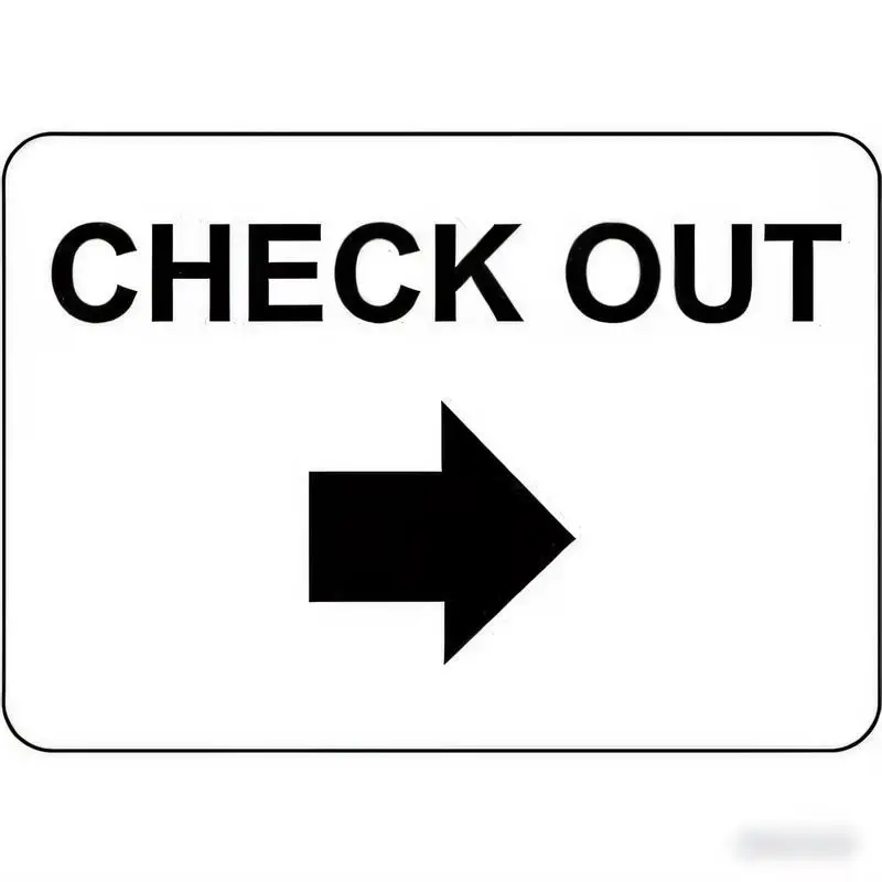 Black & White CHECK OUT Metal Tin Sign - Iron, Minimalist Design, Clear Checkout Guide, for Retail Shops/Supermarkets Wall Decor