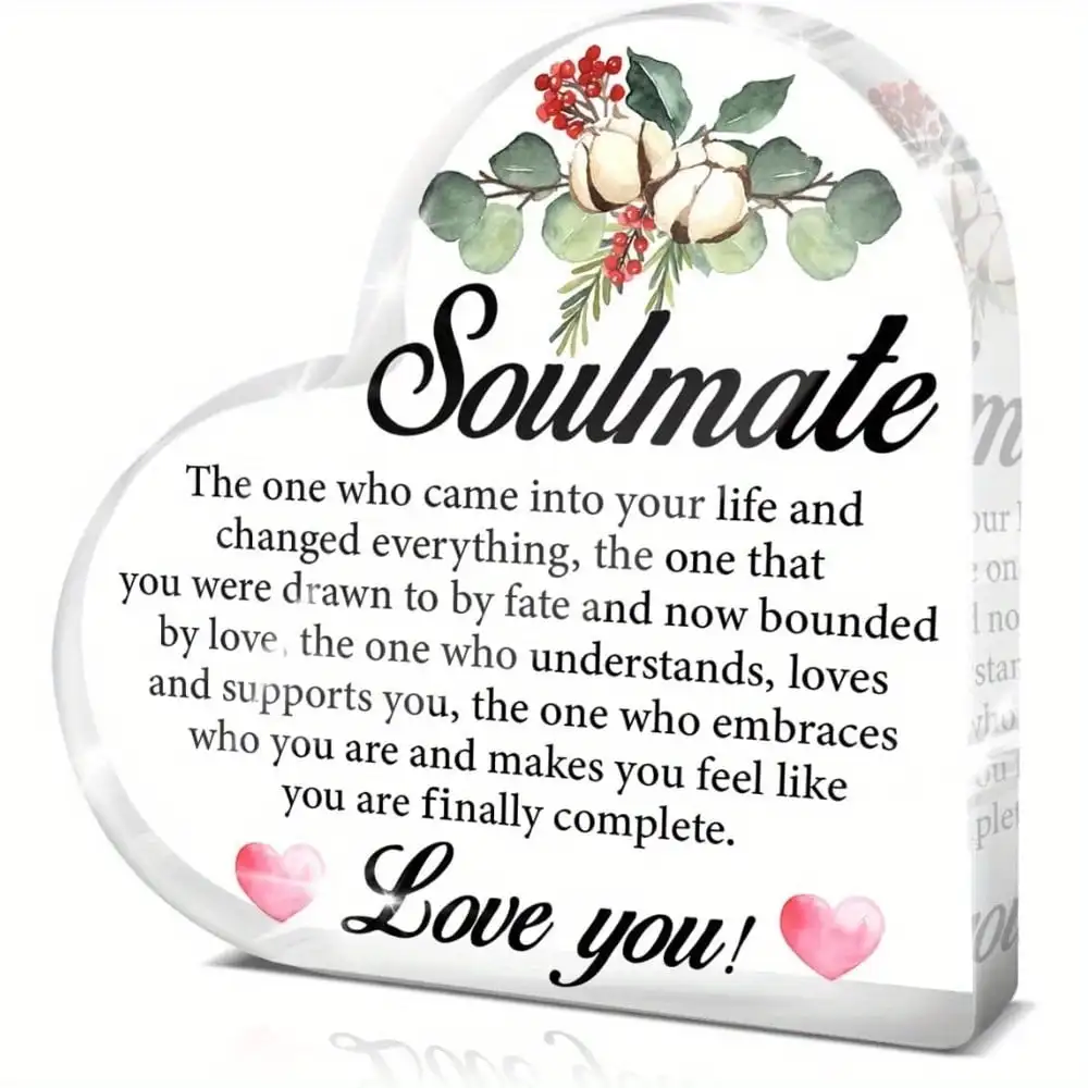 Romantic Soulmate Heart Acrylic Stand, Sweet Heart Sentimental Couple Table Ornament