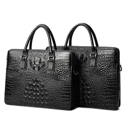 2023 New alligator Laptop Bags Cow Genuine Leather Men's Briefcase Luxury Brand Male Handbags Men Messenger 14 Inch Computer Bag