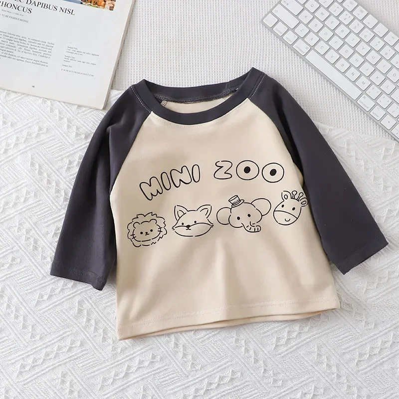 Children Spring Bottoming Shirt Crewneck Long Sleeve T-shirt Fashion New Kids Clothing Boy Girl Base Shirt Blouse