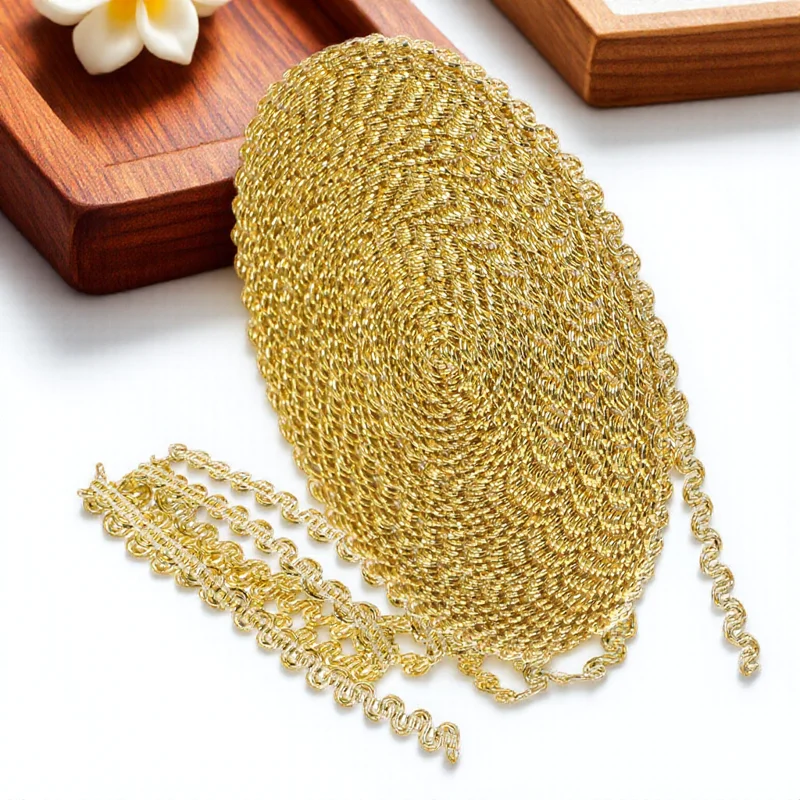 

10M 0.6Cm Braided Gimp Trim Ribbon Gold Decorative Braid Trim For Wedding Party Diy Crafts Embellishment Home Decoration