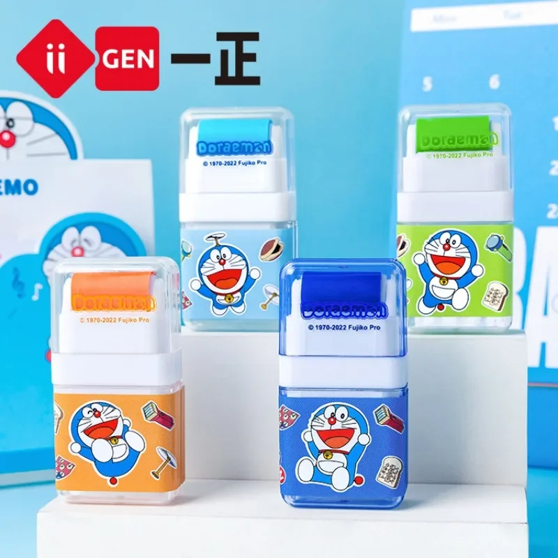 Iigen Yizheng Doraemon Kawaii Cartoon Roller Rubber Eraser Anime Cute Children Girls Boys Students Erasers Wholesale Stationery