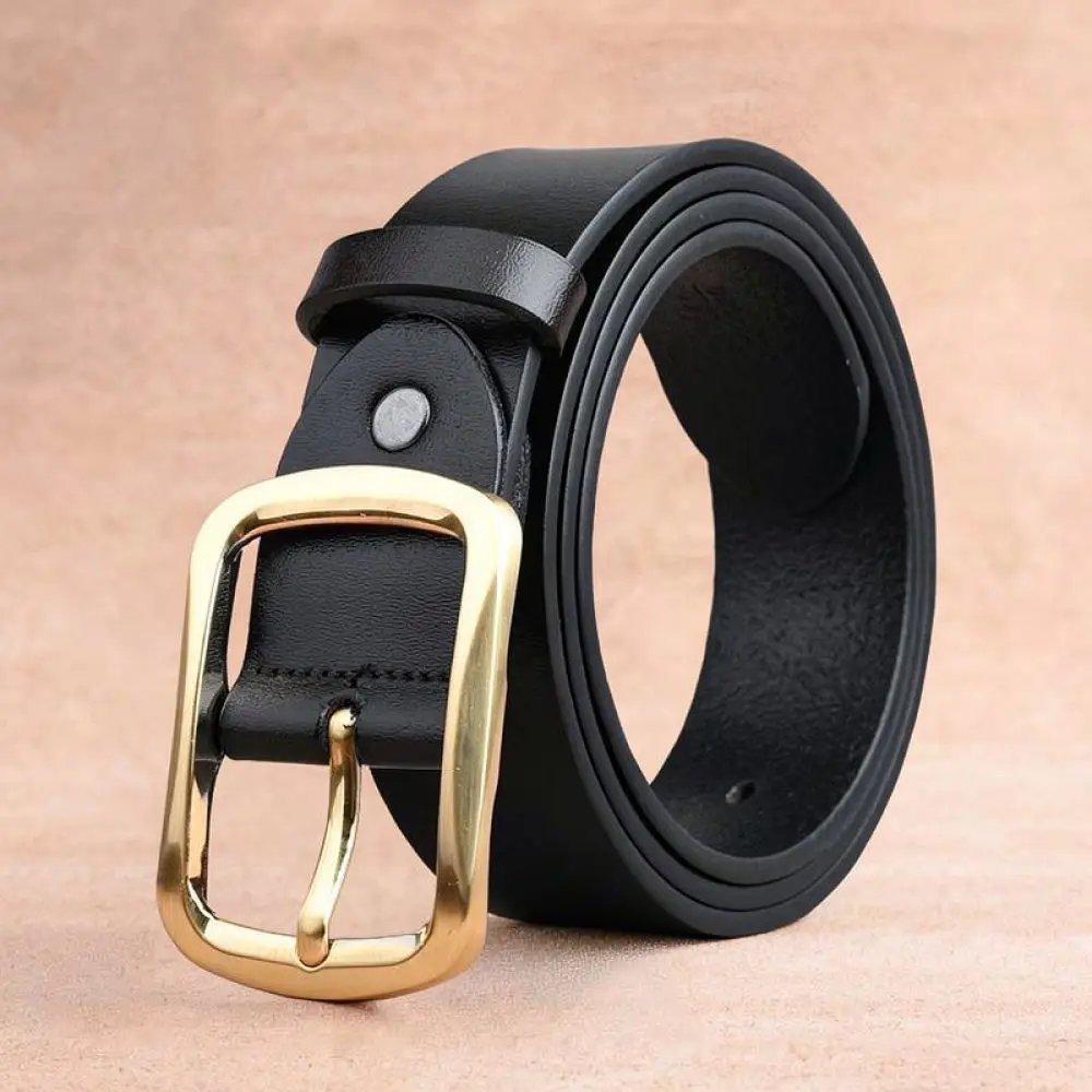 Classic Pin Buckle Leather Belt Unisex Simple Design Adjustable Waistband Daily Casual Accessory For Denim Pants