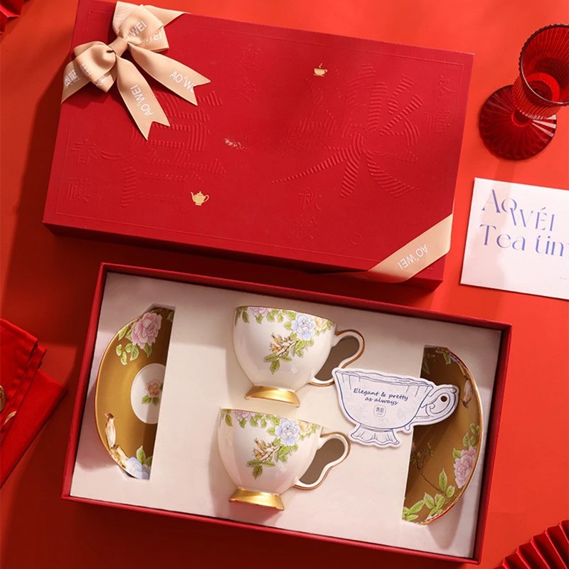 Qin Se Heming Jingdezhen Ceramic Coffee Cup and Saucer Gift Set Customized High-end