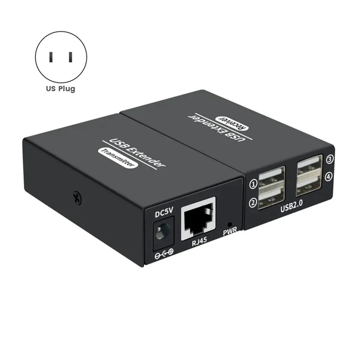X61A_120M 4 Port USB Extender melalui Ethernet RJ45 Cat6 Hub Kabel US PLUG