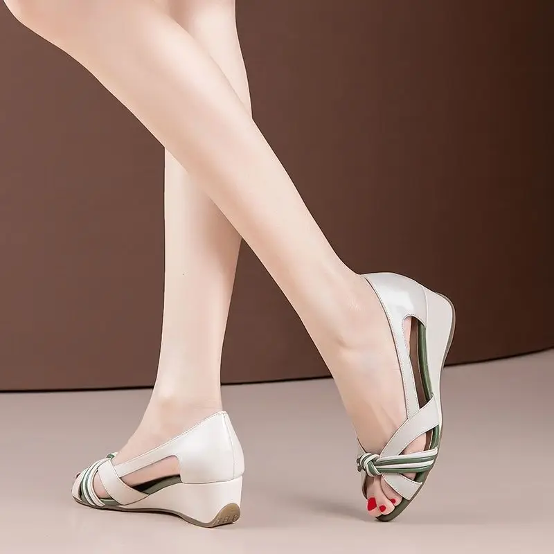 Sandals for Women Orthopedic Sandals Woman Roman Wedge Platform Shoes Shoe Medium Heel Summer New 2024 Comfortable Fashion Party