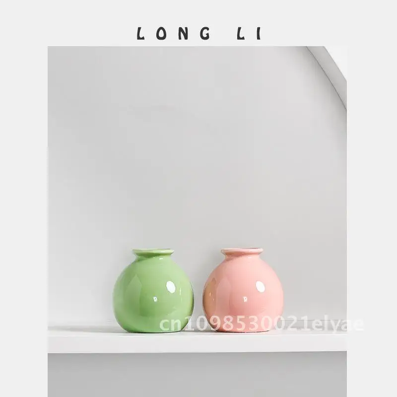 

Mini ceramic vase, minimalist home decor, living room foyer decoration, soft furnishings, dried flowers, hydroponics