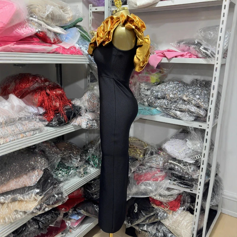 5 ألوان مثير حمالة مجسمة الزهور الكبيرة Bodycon ضمادة فستان طويل للنساء أنيقة مساء حفلة احتفال الزي #3