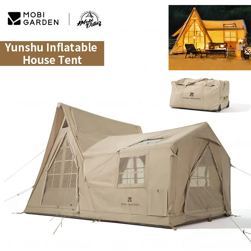 

MOBI GARDEN Outdoor Camping Air Tent 12.6㎡ Cloud Villa Portable Inflatable Tent Large Space Family House Multi Room Winter Hut