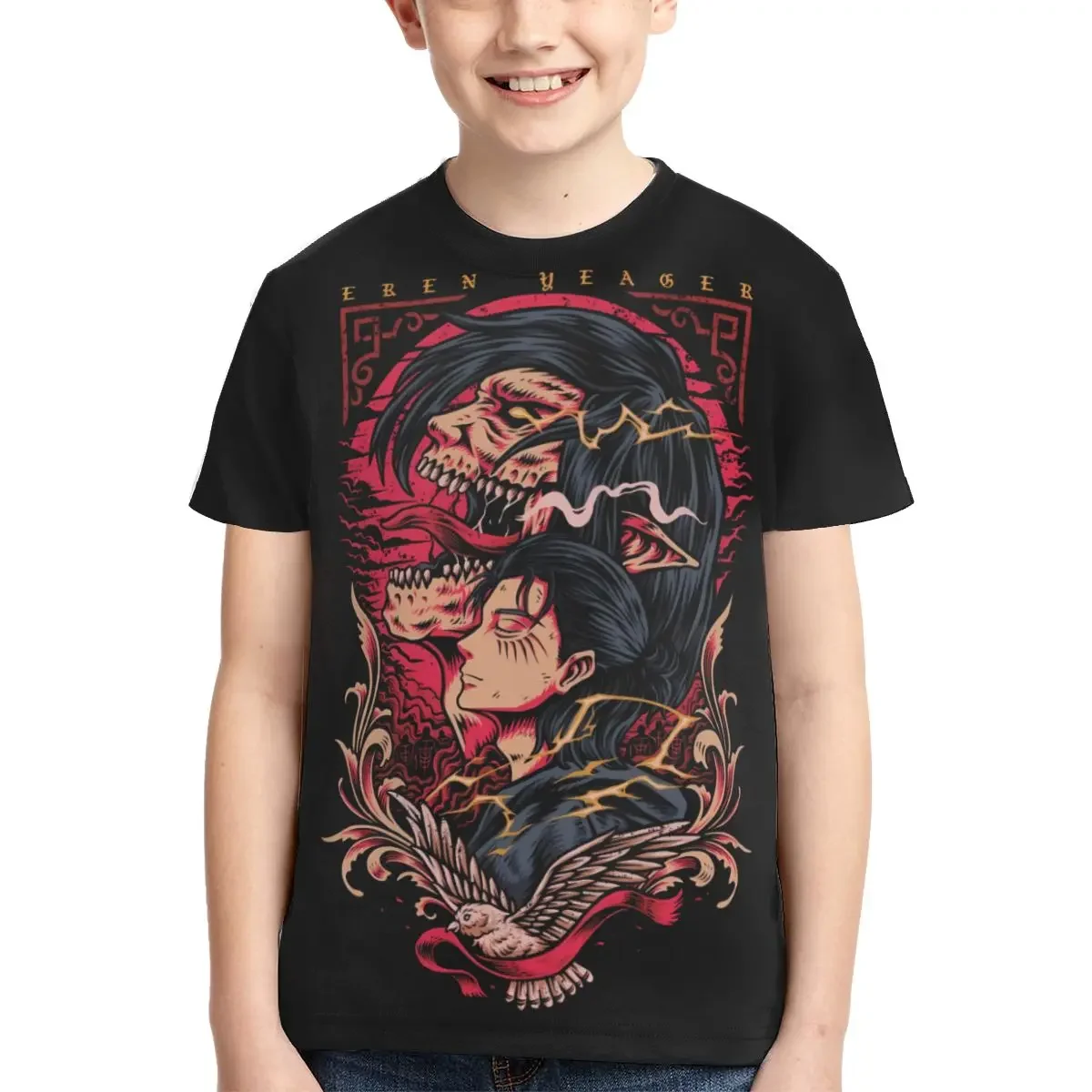 アニメ進撃の巨人-t-シャツ-半袖クルーネック-ソフト-フィット-t-シャツ-ティーン-ガール-ボーイ用