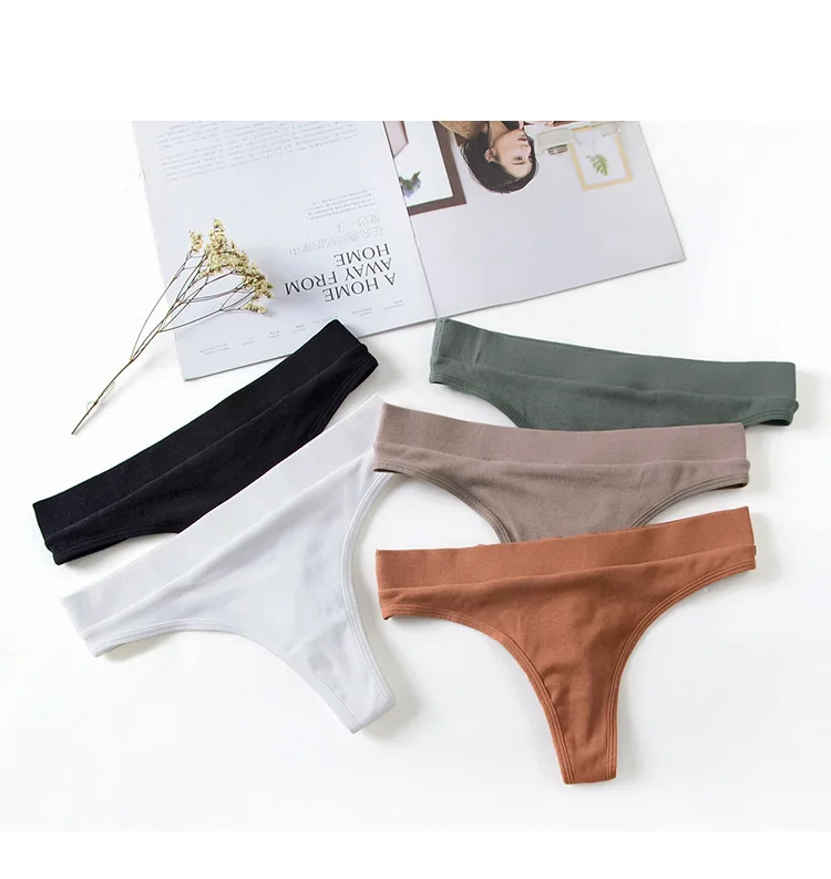Low Waist T Pants High Fork Cotton Rib Sexy Breathable Ladies Fitness Sports Thong lingerie cute thongs cosplay lingerie
