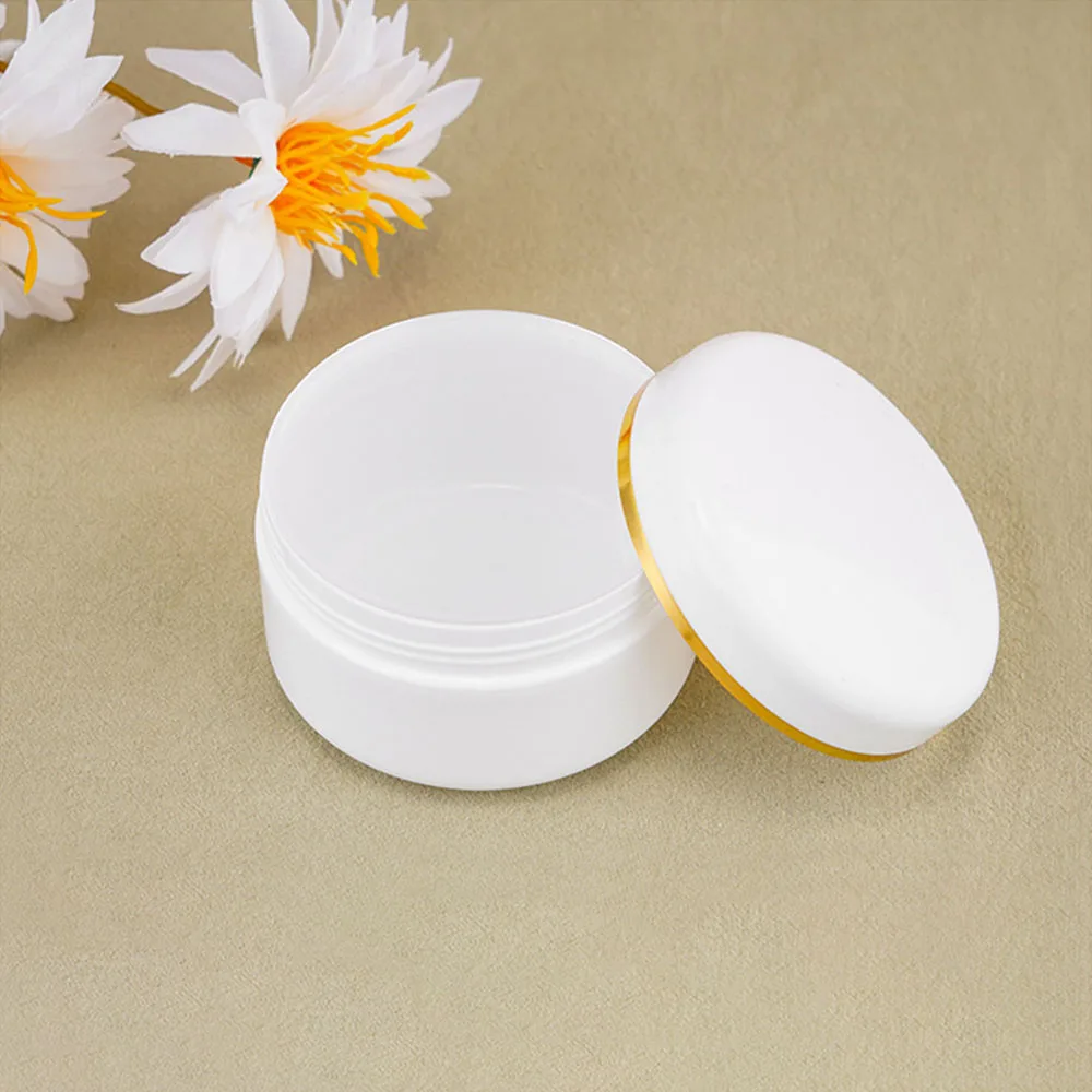 50pcs 10g 20g 30g 50g 100g Cosmetic Jars with Lids Plastic Cream Travel Container Empty White Makeup Bottle Pot 150g 200g 250g