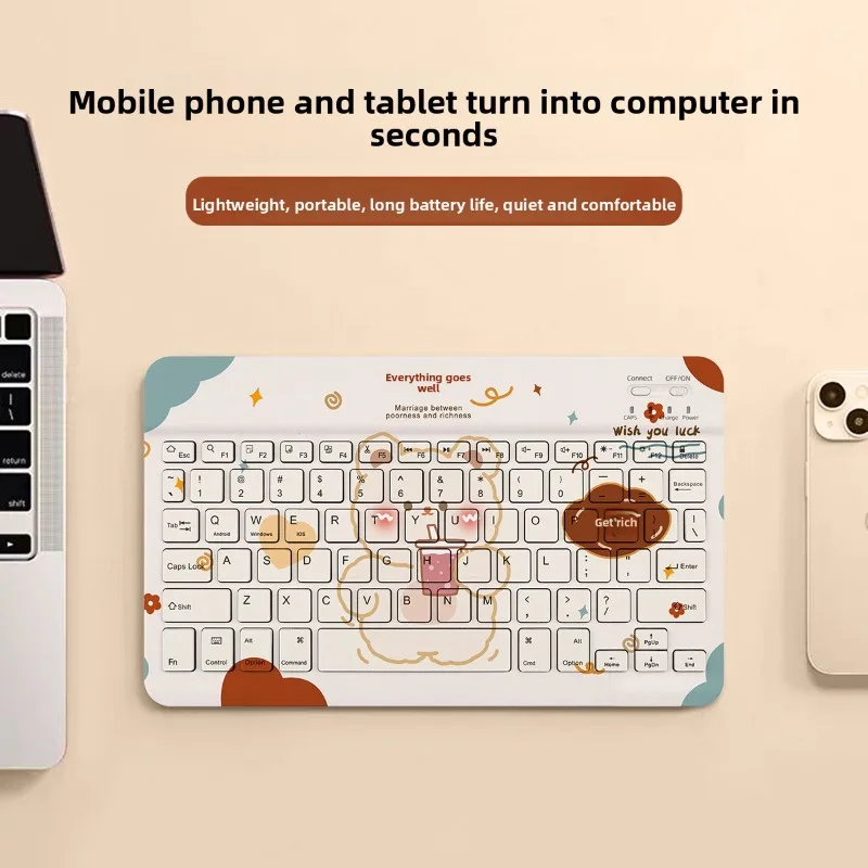 

Bluetooth Wireless Keyboard Scissors Chocolate Thin Keyboard Cute Design Drawing Cartoon Keyboard