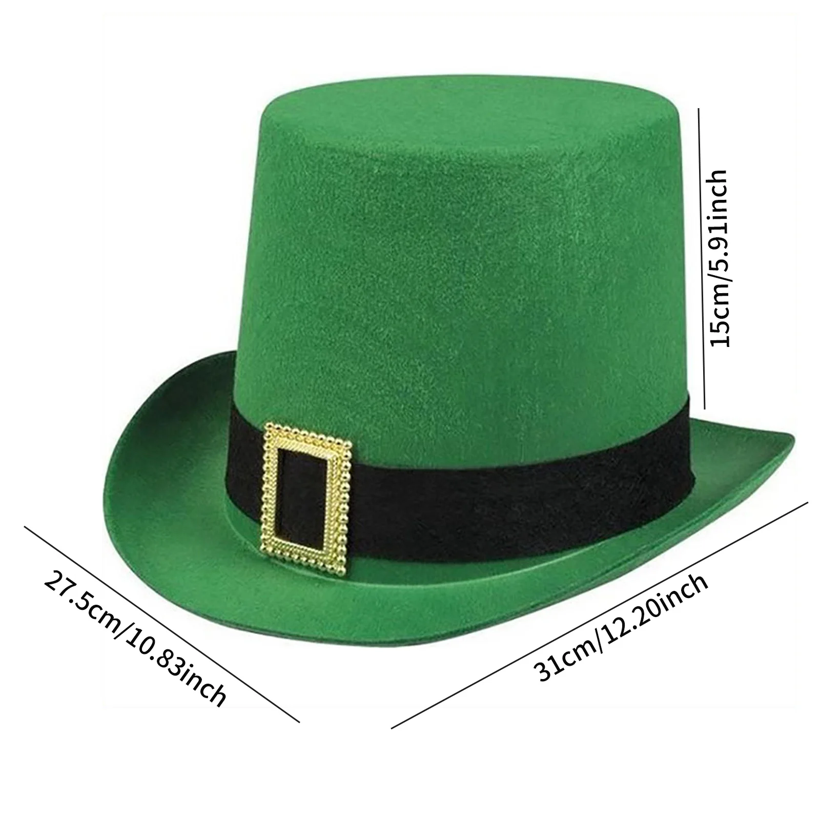 Chapeau haut-de-forme vert à la mode, chapeaux Fedoras à large bord, chapeau de Jazz pour hommes, casquette de soleil d'extérieur, Halloween, vacances irlandaises, décors de performance festive