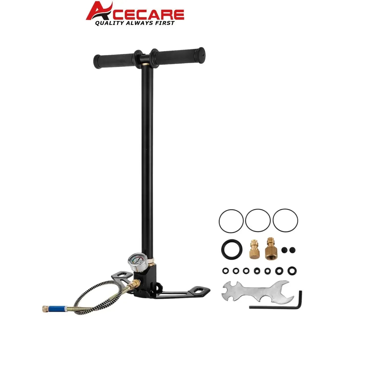 

Acecare 3-stage Black Hand Pump 300bar High Pressure for Paintball and Scuba with Big Gauge Small Filter