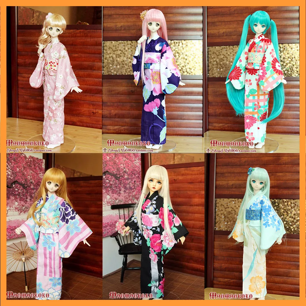 [High Quality] 1/3  1/4 Scale Doll Fashionable Printed Japanese Kimono Bathrobe For BJD.DD.AP.MDD Azone For Fans DIY