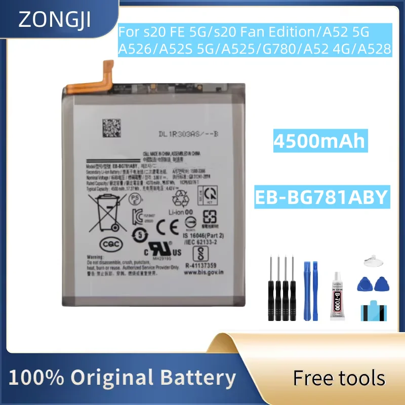 New Battery 4500mAh EB-BG781ABY Battery For Galaxy S20FE A52 5G Mobile Phone Batteries +Tools