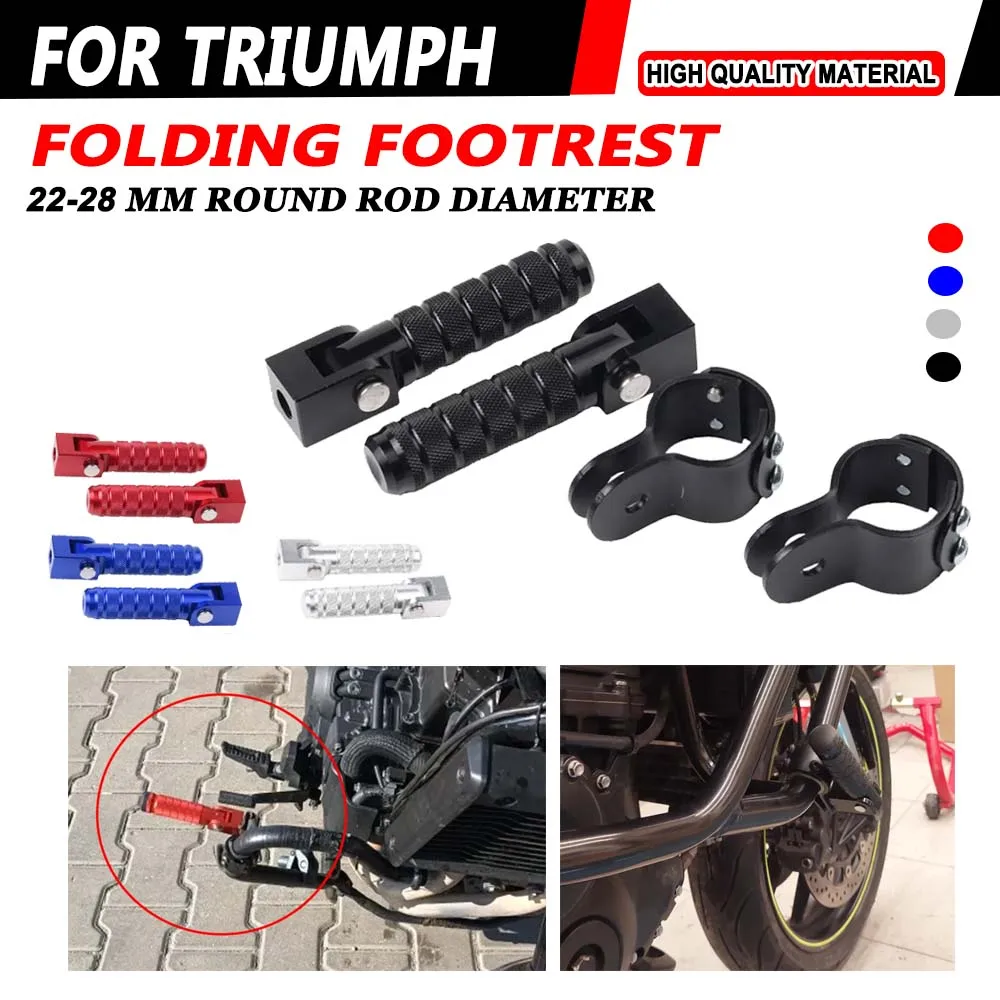 

For Triumph Tiger 800 850 900 1050 1200 Tiger800 Trident 660 for Bonneville Footrest Foot Pegs Pedals Folding Footpegs Clamps