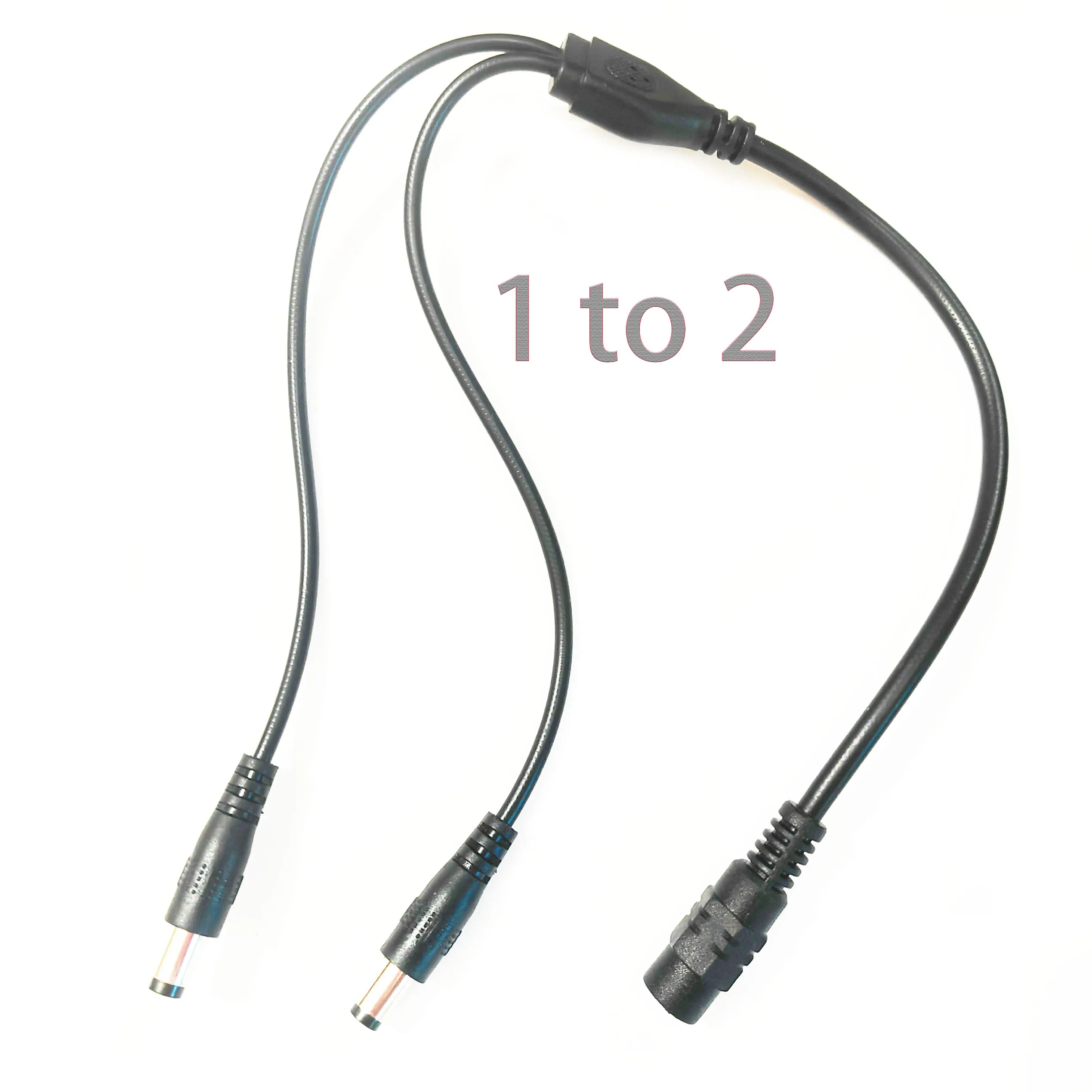 

1 Female To 2 Male DC 12V Power Supply Plug Connector Cable Y Splitter 5.5x2.1mm Adapter Cord For CCTV Security Camera LED Strip