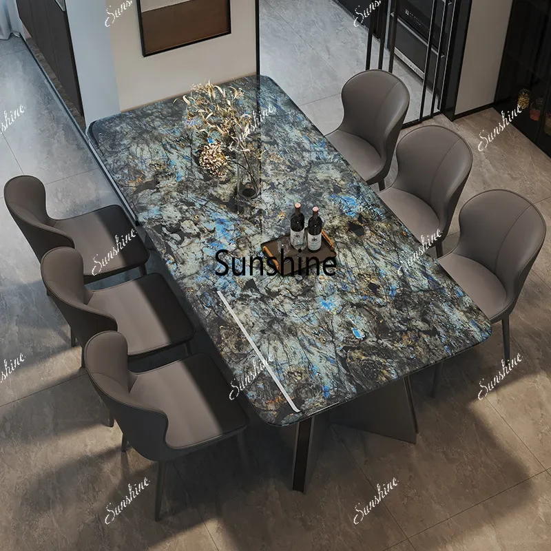 Light luxury high-end marble dining table Modern simple rectangular dining table