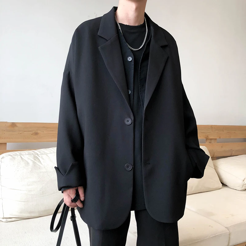 

New Spring Mens Casual Blazers Leisure Trendy Loose Suit Streetwear All-match Simple Korean Suit-tops Oversized Clothing M-XXL