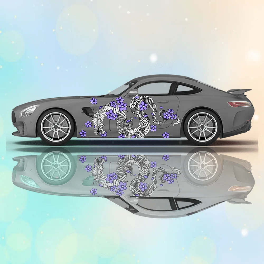 

Виниловые наклейки с цветами летающего дракона, самоклеящаяся наклейка из ПВХ, подходит для грузовиков, внедорожников, украшения, автоаксессуары, подарок