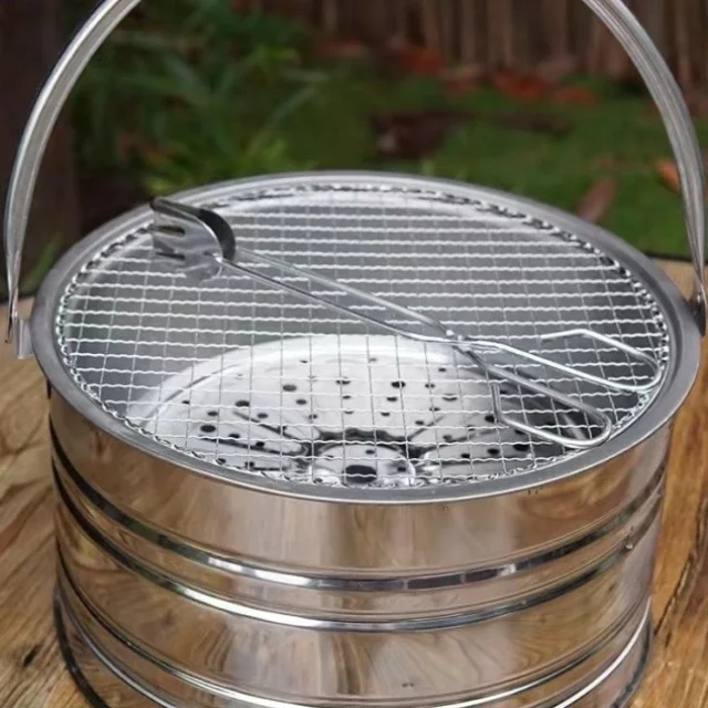 Thickened Portable Handheld Outdoor Barbecue Grill Charcoal Heater Stove Single Person Kitchen Cooking Utensils BBQ Equipment