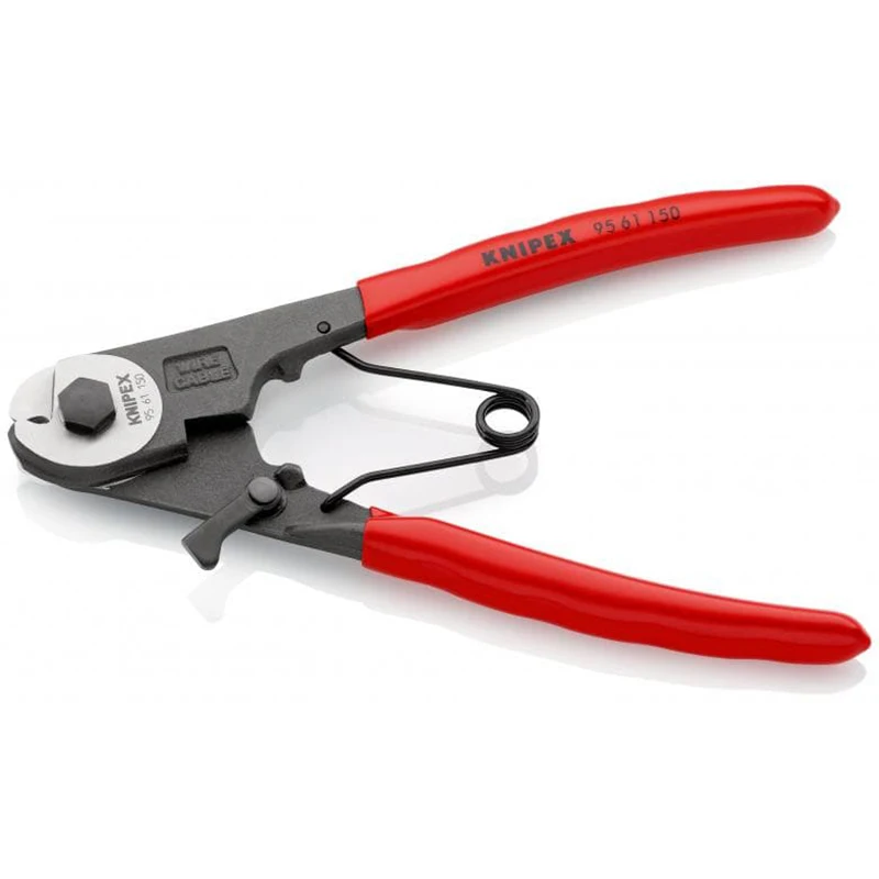 KNIPEX 95 61 150 Bowden Cable Cutter 6-inch Non-slip Wire Rope Shear with Opening Spring and Locking Device