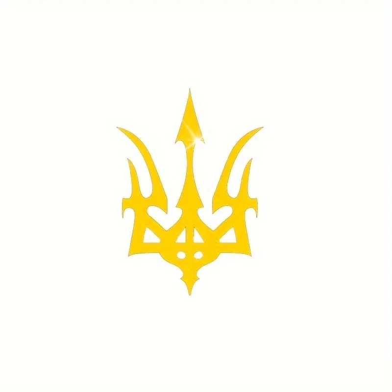 

1 шт. желтая наклейка с эмблемой трезубца, идеально подходит для ноутбуков, кузов автомобилей, скейтбордов, чтобы показать символический стиль