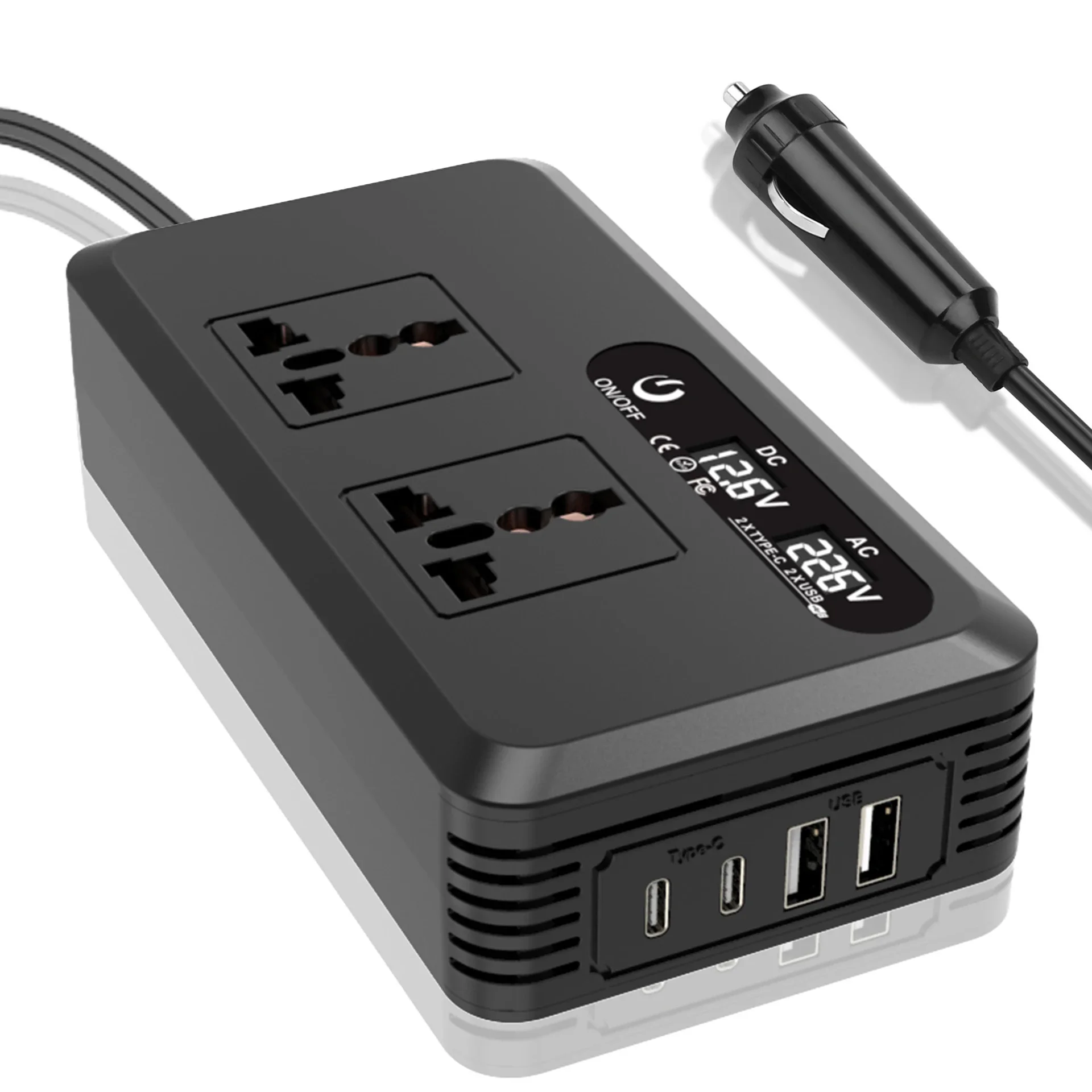 Portable Car Inverter Mounted Inverter USB Voltage Transformer 200W Power DC 12V To AC 110V/220V Conversion USB Battery Clip