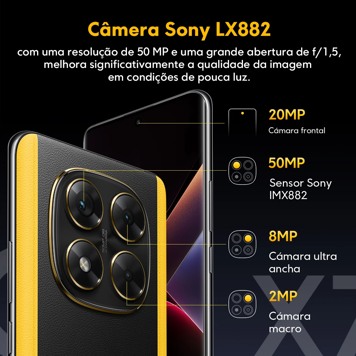 POCO X7 نسخة Global Telephono Mozvil Dimensione 7300-Ultra 6,67 "1,5 K Pantalla منحنى 45W NFC تحميل IP68 هاتف ذكي