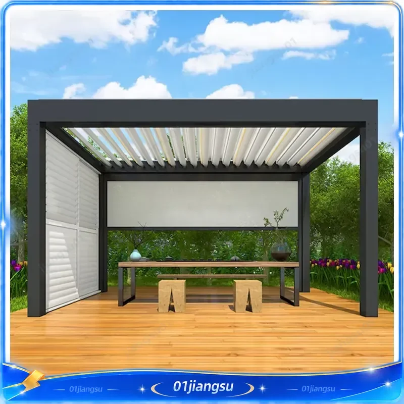 Custom Motorized Aluminum Pergola Metal Arches Exterior Gazebo Outdoor Garden Patio Shade Structure Waterproof Sun Shelter