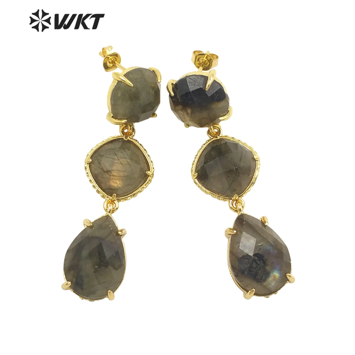 WT-E689 WKT 2022 Meisjes Feest Mode Accessoires Natuurlijke Edelsteen Gouden Plaat Oorbellen Mooi Cadeau Trend Sieraden Nieuw