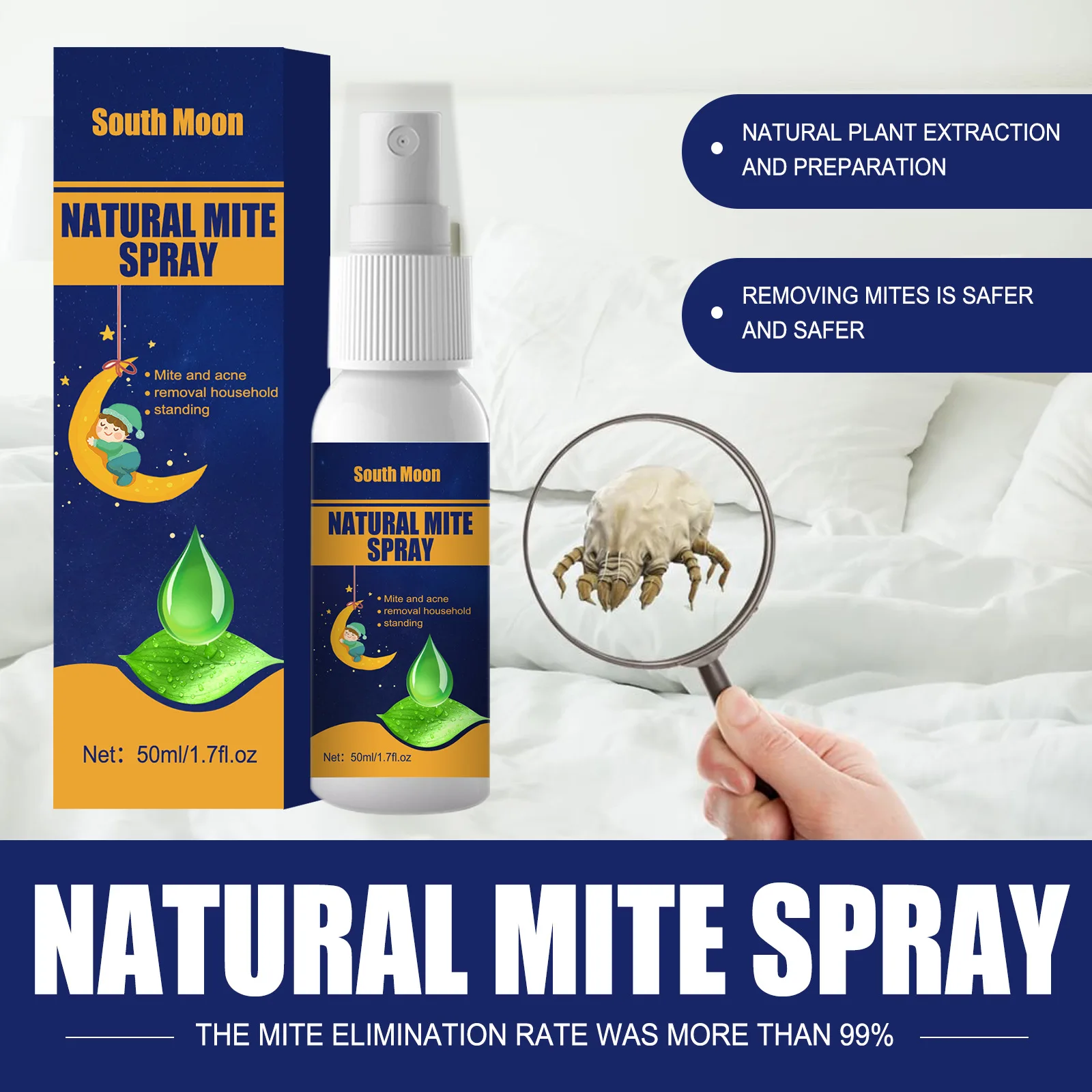 Dust Mite Killing Spray Removal Mite Indoor Clean Mite Exterminating Bedbug Killer Mite Removal Spray Pet Cleaner for Home Beds