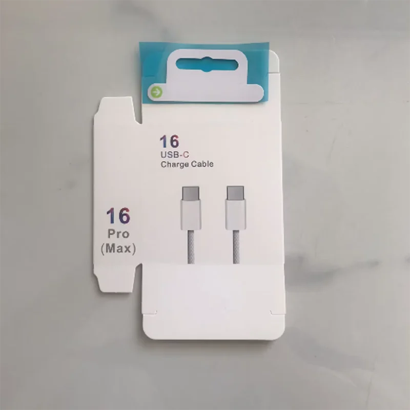 

500PCS Empty White Paper Package Box for iphone 16 16 Pro charger cable data line Small phone accessories Retail Display