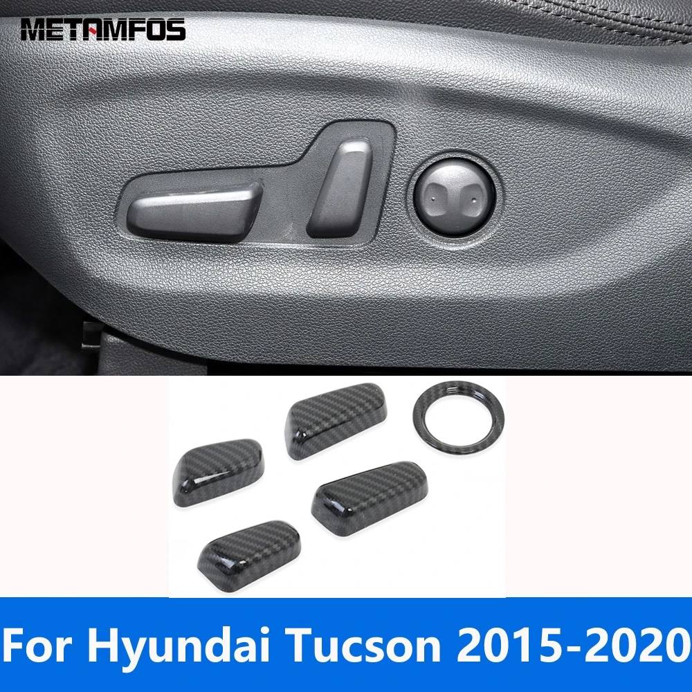 For Hyundai Tucson 2015-2019 2020 Carbon Fiber Seat Adjust Switch Control Button Cover Trim Interior Accessories Car Styling