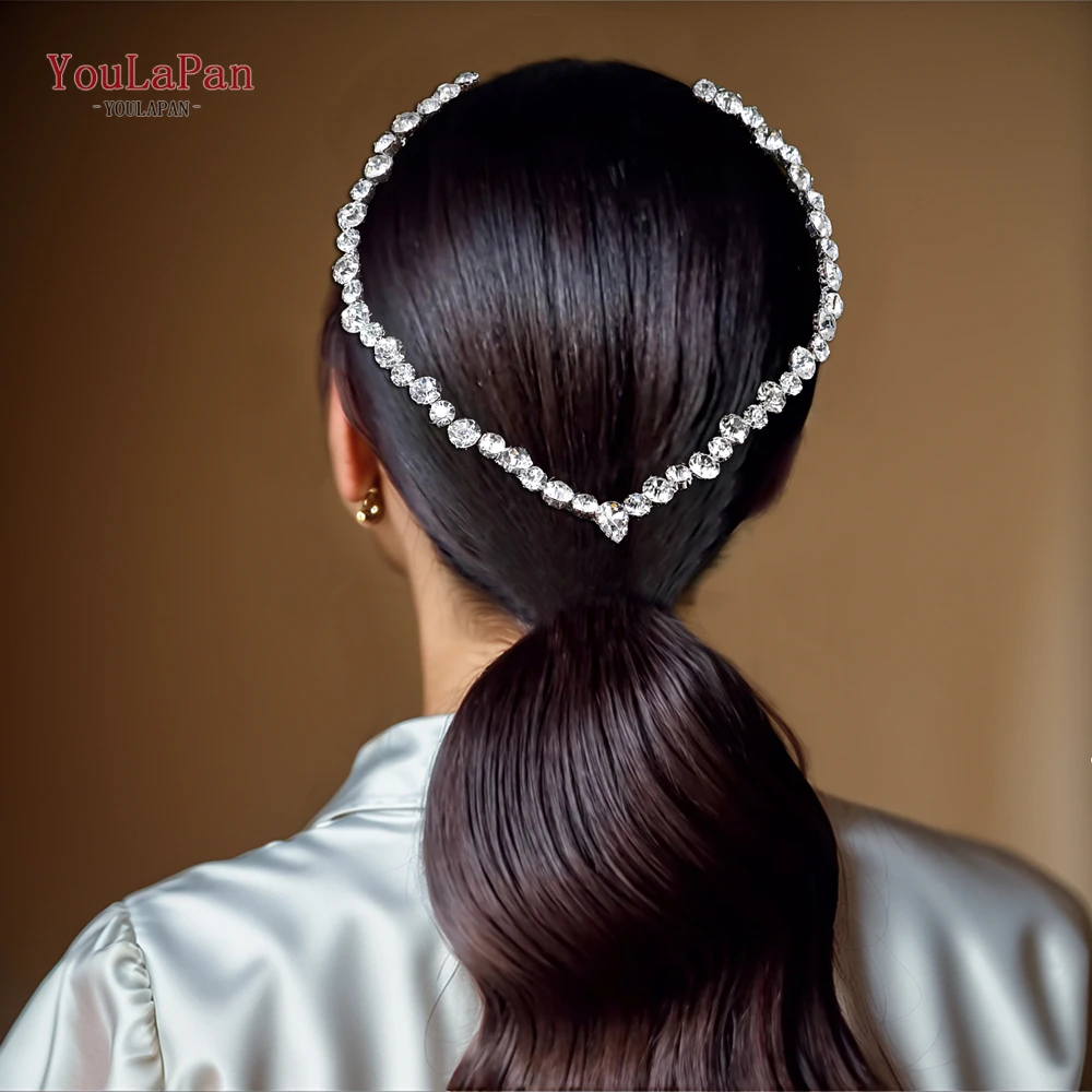 YouLaPan Handmade V รูปร่างแถบคาดศีรษะเจ้าสาวงานแต่งงาน Headpieces อุปกรณ์เสริม Elegant Party เครื่องประดับผมสําหรับของขวัญผู้หญิง HP828