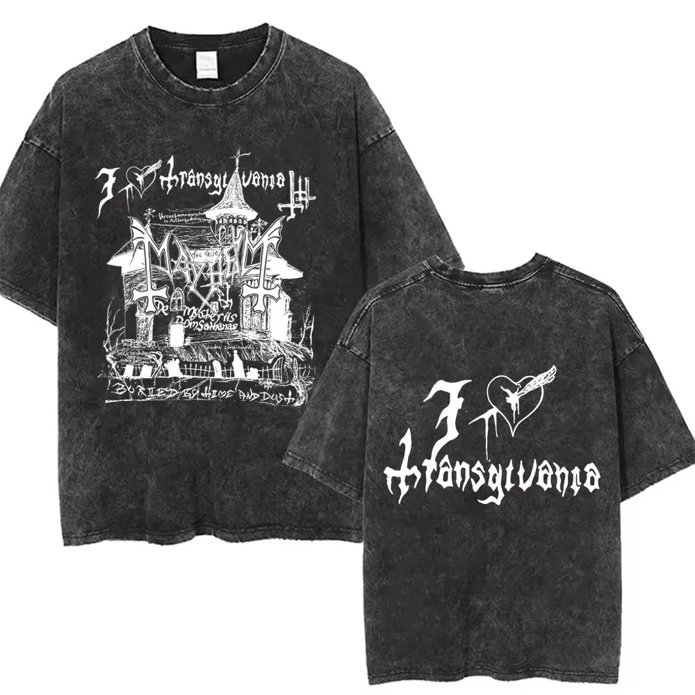 

Washed Vintage Rock Band Mayhem Death Black Metal Style T-shirt Men Women Fashion Oversized T Shirts Men's Gothic Punk T-shirts