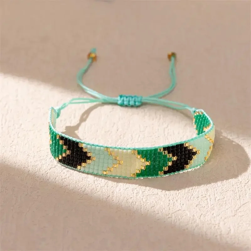 

ALIYA MIYUKI Bracelets Mother's Day Gift Weaving Beads Green Arrow Personalized Accessories Fashion Bohemia Spring Jewelry