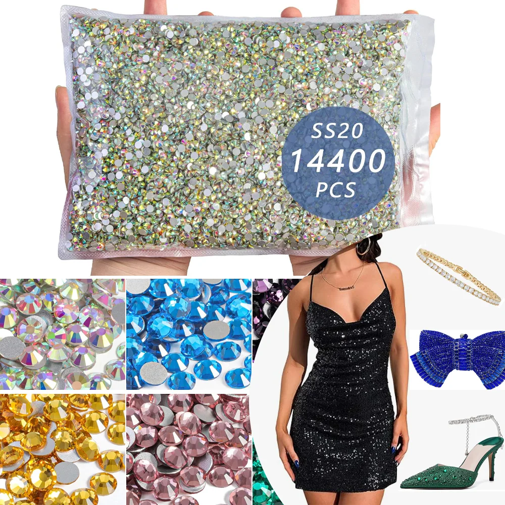 

SS3-SS34 Wholesale Non Hotfix Rhinestones in Bulk Glitter Flatback Crystal Strass for Nails Art Charms Clothing Decorations