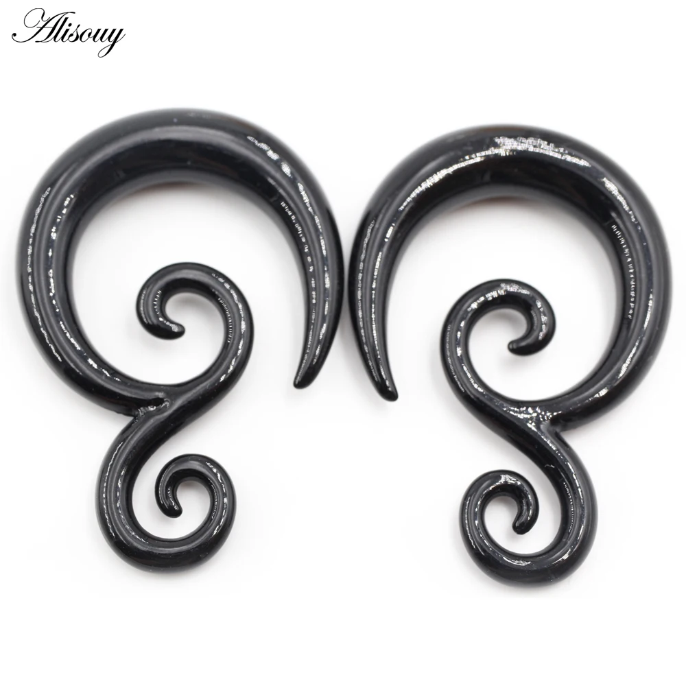 Acrylic Spiral Goat Horn Snail Ear Plugs, 2PCS