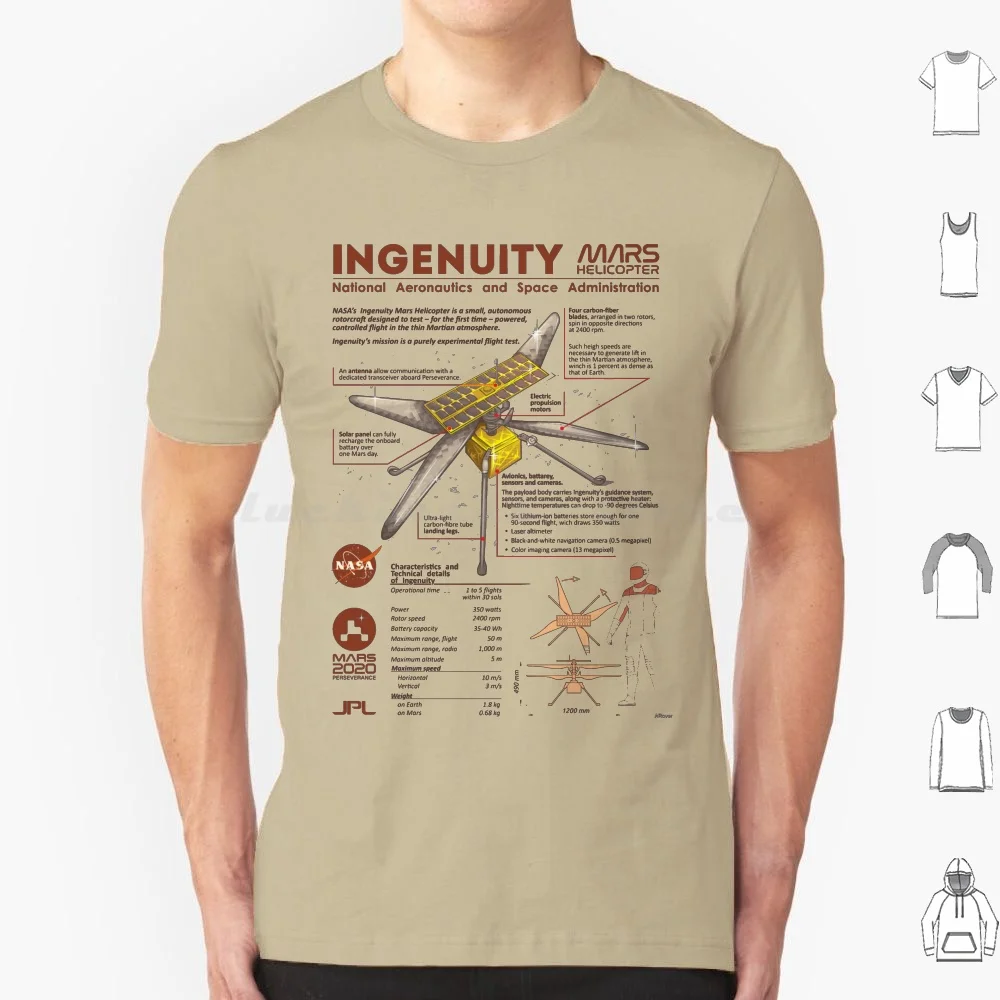Ingenuity Helicopter T Shirt Men Women Kids 6xl Helicopter Space Science Rover Mars2020 Esa Jaxa